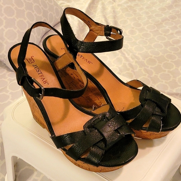 Black Wedge Sandals - Picture 1 of 4